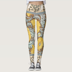 Poppy Art Illustration Flower Nouveau  Leggings