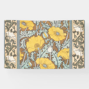 poppy art illustration yellow flower banner