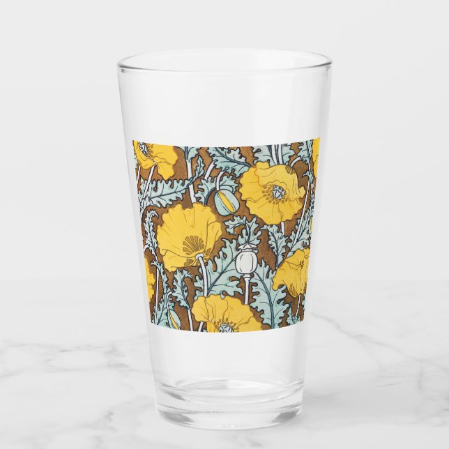 poppy art illustration yellow flower glass (Front)