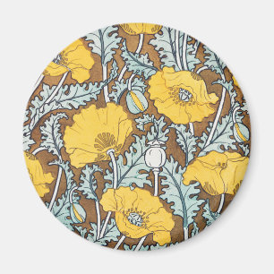 poppy art illustration yellow flower magnet