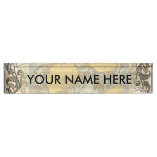 poppy art illustration yellow flower nameplate