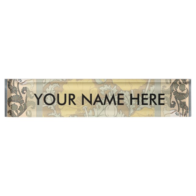 poppy art illustration yellow flower nameplate (Front)