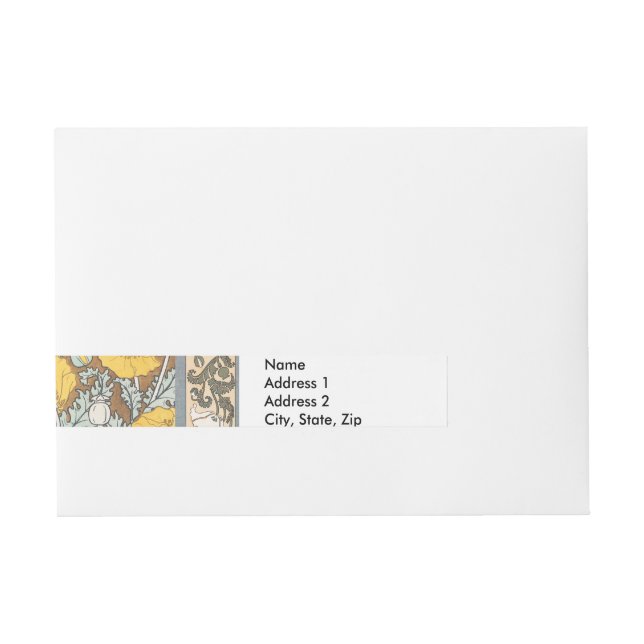 poppy art illustration yellow flower wraparound address label (Front)