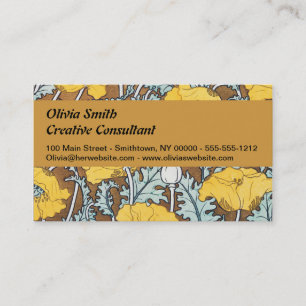 Poppy Art Nouveau Illustration Yellow Flower Business Card
