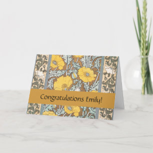 Poppy Art Nouveau Illustration Yellow Flower Card