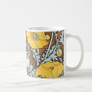 Poppy Art Nouveau Illustration Yellow Flower Coffee Mug