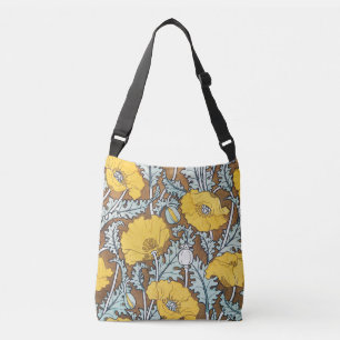 Poppy Art Nouveau Illustration Yellow Flower Crossbody Bag