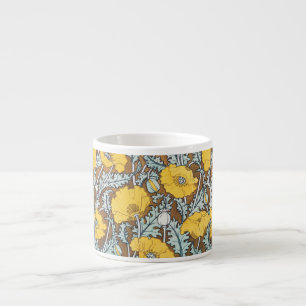 Poppy Art Nouveau Illustration Yellow Flower Espresso Cup