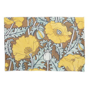 Poppy Art Nouveau Illustration Yellow Flower Pillowcase
