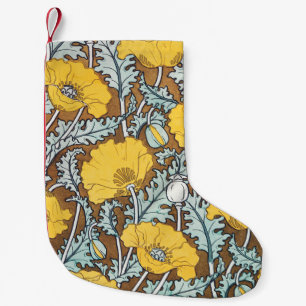 Poppy Art Nouveau Illustration Yellow Flower Small Christmas Stocking
