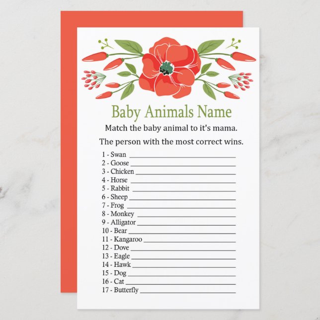 Poppy Baby Animals Name Game (Front/Back)