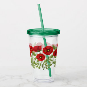Poppy blooming joyful Summer Flowers Acrylic Tumbler