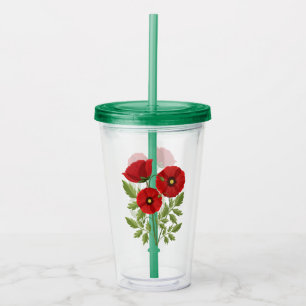 Poppy blooming joyful Summer Flowers Acrylic Tumbler
