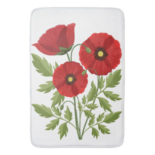 Poppy blooming joyful Summer Flowers Bath Mat