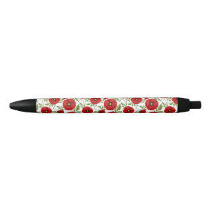 Poppy blooming joyful Summer Flowers Black Ink Pen