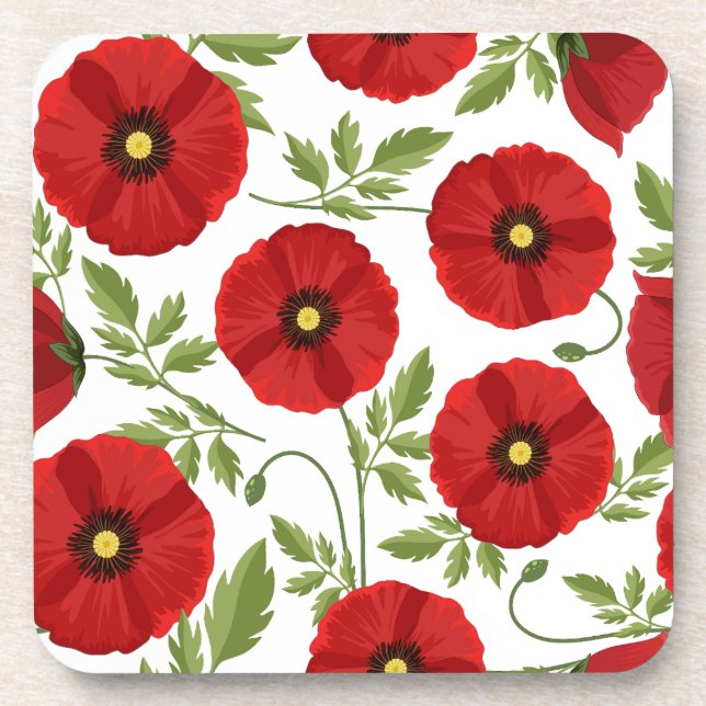 Poppy blooming joyful Summer Flowers Coaster (Front)