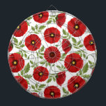 Poppy blooming joyful Summer Flowers Dartboard<br><div class="desc">Poppy Flowers blooming joyful spring and summer vector seamless repeat textile / fabric pattern illustration. Original graphic art copyright BluedarkArt TheChameleonArt.</div>