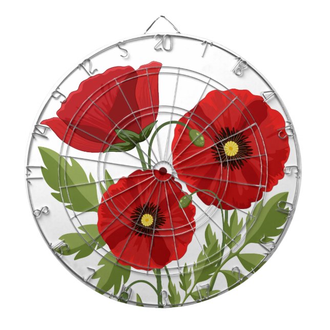Poppy blooming joyful Summer Flowers Dartboard (Front)