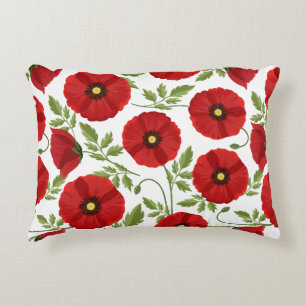 Poppy blooming joyful Summer Flowers Decorative Cushion