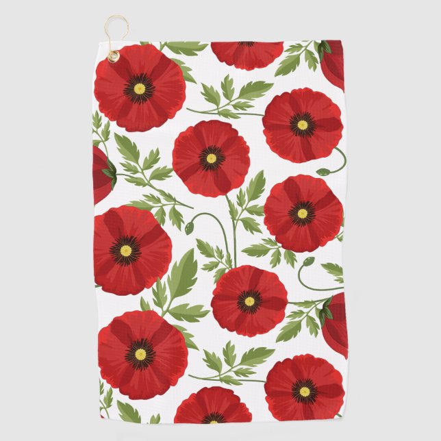 Poppy blooming joyful Summer Flowers Golf Towel (Front)
