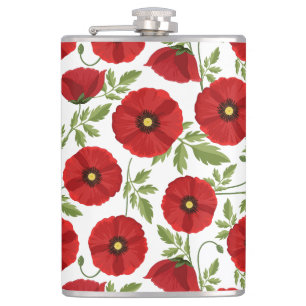 Poppy blooming joyful Summer Flowers Hip Flask