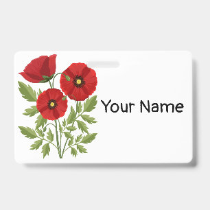 Poppy blooming joyful Summer Flowers ID Badge