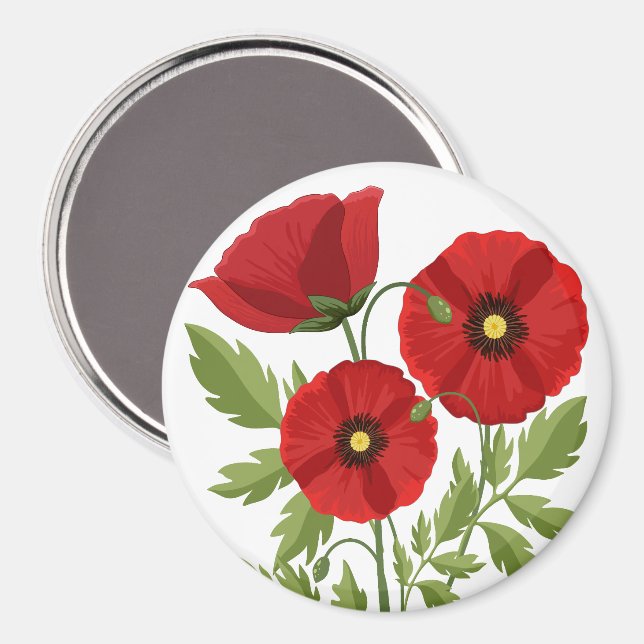 Poppy blooming joyful Summer Flowers Magnet (Front/Back)
