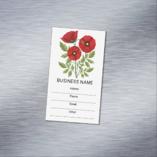Poppy blooming joyful Summer Flowers Magnetic Business Card