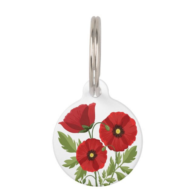 Poppy blooming joyful Summer Flowers Pet Tag (Front)