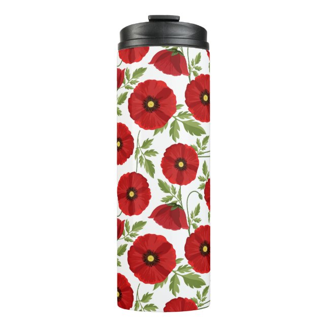 Poppy blooming joyful Summer Flowers Thermal Tumbler (Front)