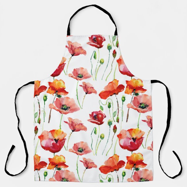 Poppy Blossom: Simple Seamless Background. Apron (Front)