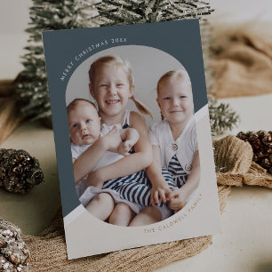 POPPY Blue Unique Xmas Family Christmas Photo Holiday Card
