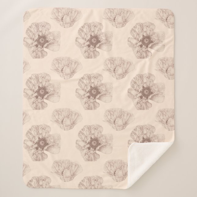 Poppy Botanical  Sherpa Blanket (Front)