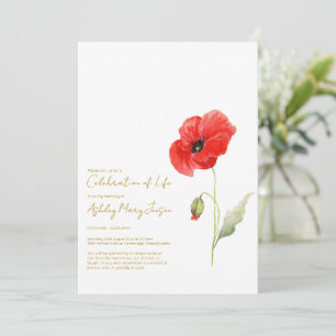 Poppy Celebration of Life Funeral Invitation