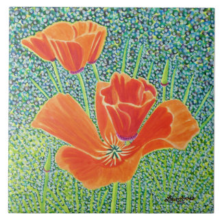 Poppy Ceramic Tile, Big Poppy, Little Poppy Tile