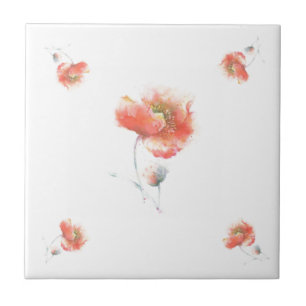 Poppy Ceramic Tile Painting