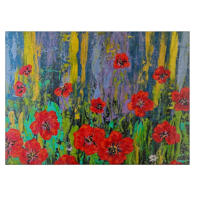Poppy Charcuterie Glass cutting board (Front)