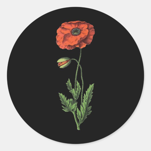 Poppy Classic Round Sticker (Front)