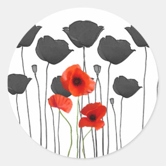 poppy classic round sticker