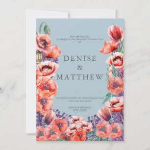 Poppy Collection with Omphalodes Blue Background   Invitation