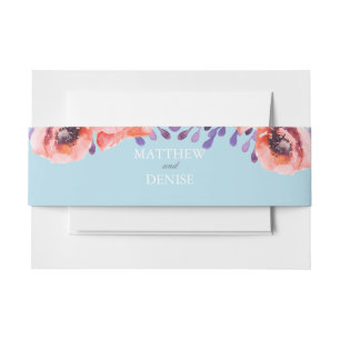 Poppy Collection with Spun Sugar Blue Background I Invitation Belly Band