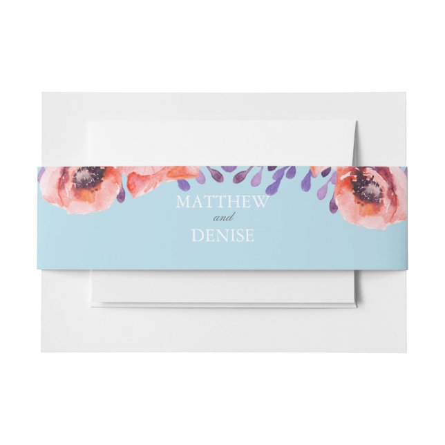 Poppy Collection with Spun Sugar Blue Background I Invitation Belly Band (Front Example)
