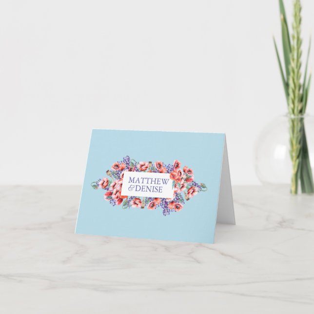 Poppy Collection with Spun Sugar Blue Background I Thank You Card (Front)