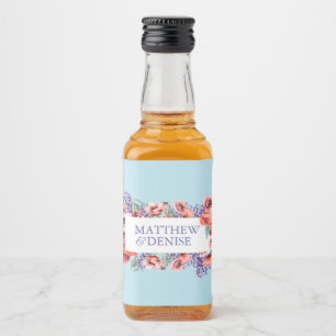 Poppy Collection with Spun Sugar Blue Background Liquor Bottle Label