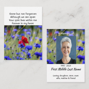 Poppy Cornflower Meadow  Memorial Pocket Keepsake Business Card