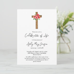 Poppy Cross Celebration of Life Funeral Invitation