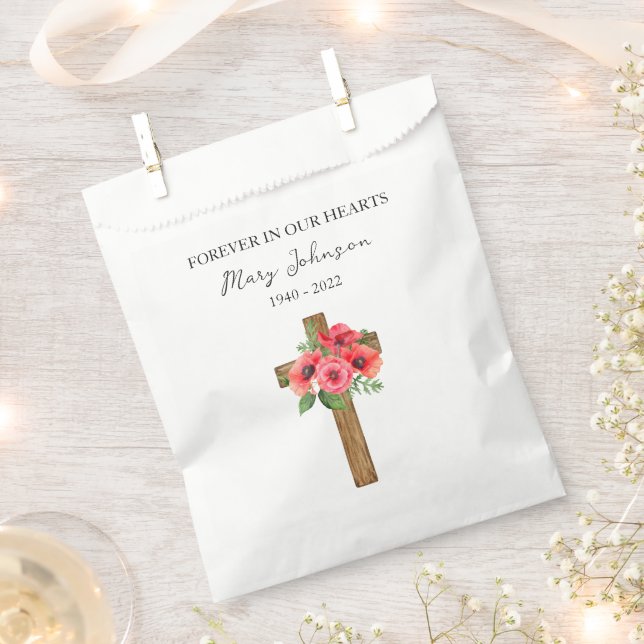 Poppy Cross Funeral Favor Bag (Clipped)