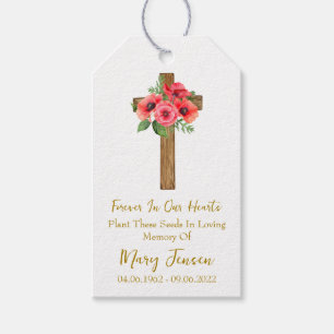 Poppy Cross Memorial Funeral Seed Packet  Gift Tags