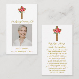 Poppy Cross Memorial Photo Funeral Prayer Card