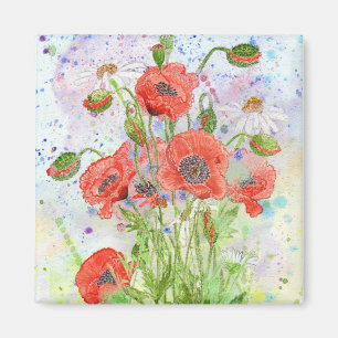 'Poppy Crowd' Magnet